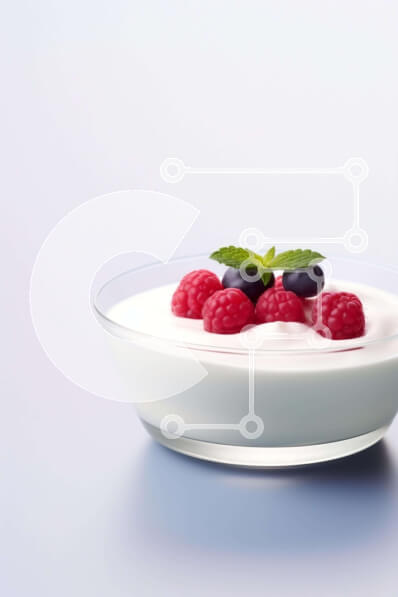 Intra Συλλεκτικό Ξύλινο Παζλ Plywood  4mm - Μπολ με γιαούρτι με μούρα και μέντα σε λευκή επιφάνεια Σε Ξύλινο Κουτί - Διαστάσεις: 10x10 cm – 25 κομμάτια