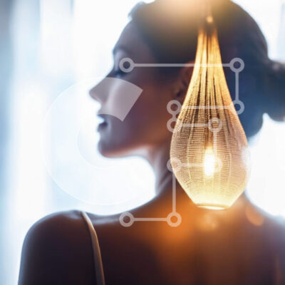 Intra Συλλεκτικό Ξύλινο Παζλ Plywood  4mm - Γυναίκα μόδας που κοιτάζει τη λάμπα φωτός Σε Ξύλινο Κουτί - Διαστάσεις: 10x10 cm – 25 κομμάτια - Image 1