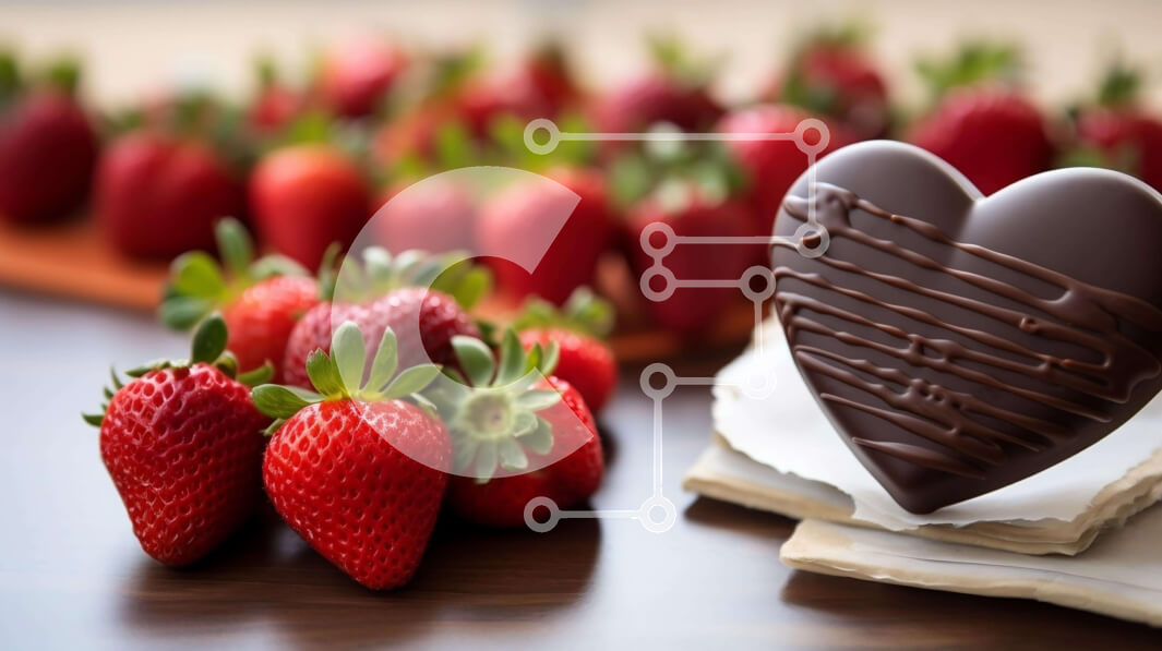 Intra Συλλεκτικό Ξύλινο Παζλ Plywood  4mm - Μπάρα σοκολάτας σε σχήμα καρδιάς με φράουλες και βιβλία Σε Ξύλινο Κουτί - Διαστάσεις: 10x10 cm – 25 κομμάτια