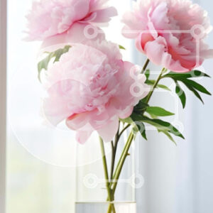 Intra Συλλεκτικό Ξύλινο Παζλ Plywood  4mm - Τρεις φρέσκες ροζ παιώνιες σε ένα διάφανο βάζο Σε Ξύλινο Κουτί - Διαστάσεις: 10x10 cm – 25 κομμάτια