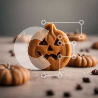 Intra Συλλεκτικό Ξύλινο Παζλ Plywood 4mm - Μπισκότο κολοκύθας με θέμα το Halloween με κομματάκια σοκολάτας Σε Ξύλινο Κουτί - Διαστάσεις: 10x10 cm – 25 κομμάτια - Image 1