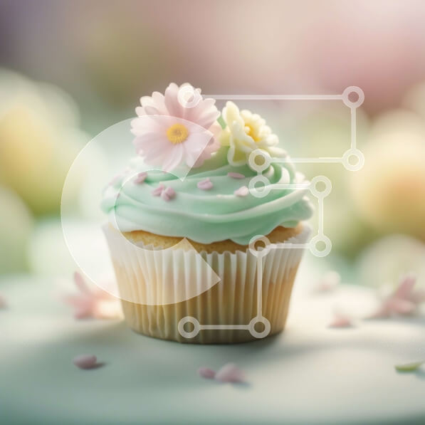 Intra Συλλεκτικό Ξύλινο Παζλ Plywood  4mm - Λαχταριστό Cupcake με Green Frosting και όμορφα διακοσμητικά λουλουδιών Σε Ξύλινο Κουτί - Διαστάσεις: 10x10 cm – 25 κομμάτια