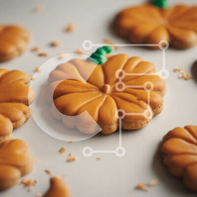 Intra Συλλεκτικό Ξύλινο Παζλ Plywood 4mm - Μπισκότα σε σχήμα κολοκύθας με πράσινα πασπαλίσματα σε λευκή επιφάνεια Σε Ξύλινο Κουτί - Διαστάσεις: 10x10 cm – 25 κομμάτια - Image 1