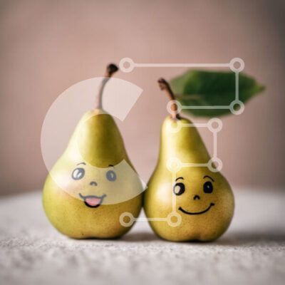 Intra Συλλεκτικό Ξύλινο Παζλ Plywood 4mm - Δύο χαμογελαστά αχλάδια στο τραπέζι Σε Ξύλινο Κουτί - Διαστάσεις: 10x10 cm – 25 κομμάτια - Image 1