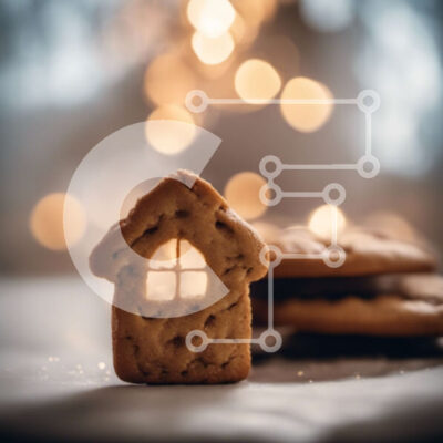 Intra Συλλεκτικό Ξύλινο Παζλ Plywood  4mm - Στοίβα cookie με θέμα τις διακοπές με φώτα στο φόντο Σε Ξύλινο Κουτί - Διαστάσεις: 10x10 cm – 25 κομμάτια - Image 1