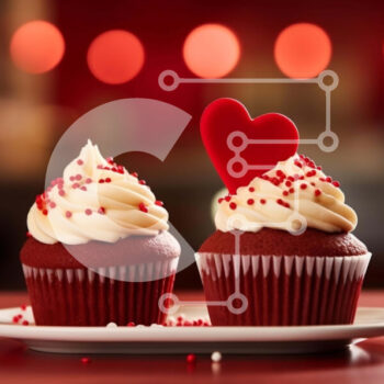 Intra Συλλεκτικό Ξύλινο Παζλ Plywood  4mm - Red Velvet Cupcakes με καρδιές Σε Ξύλινο Κουτί - Διαστάσεις: 10x10 cm – 25 κομμάτια - Image 1