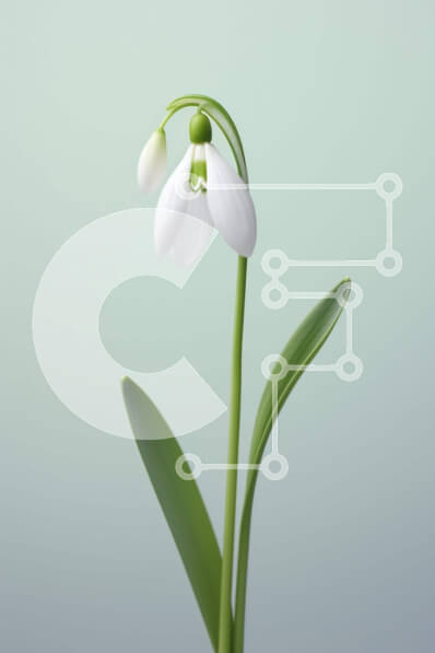 Intra Συλλεκτικό Ξύλινο Παζλ Plywood  4mm - Μονό λευκό λουλούδι χιονοστιβάδας με πράσινα φύλλα Σε Ξύλινο Κουτί - Διαστάσεις: 10x10 cm – 25 κομμάτια