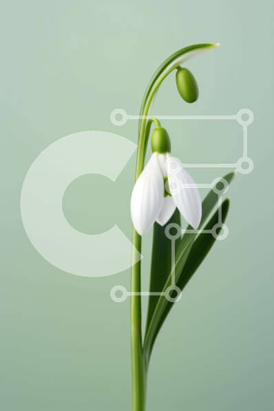 Intra Συλλεκτικό Ξύλινο Παζλ Plywood  4mm - Λουλούδι χιονοστιβάδας σε μαλακό πράσινο φόντο Σε Ξύλινο Κουτί - Διαστάσεις: 10x10 cm – 25 κομμάτια