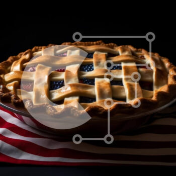 Intra Συλλεκτικό Ξύλινο Παζλ Plywood  4mm - Φρουτόπιτα σε χαρτοπετσέτα με μοτίβο αμερικανικής σημαίας Σε Ξύλινο Κουτί - Διαστάσεις: 10x10 cm – 25 κομμάτια - Image 1