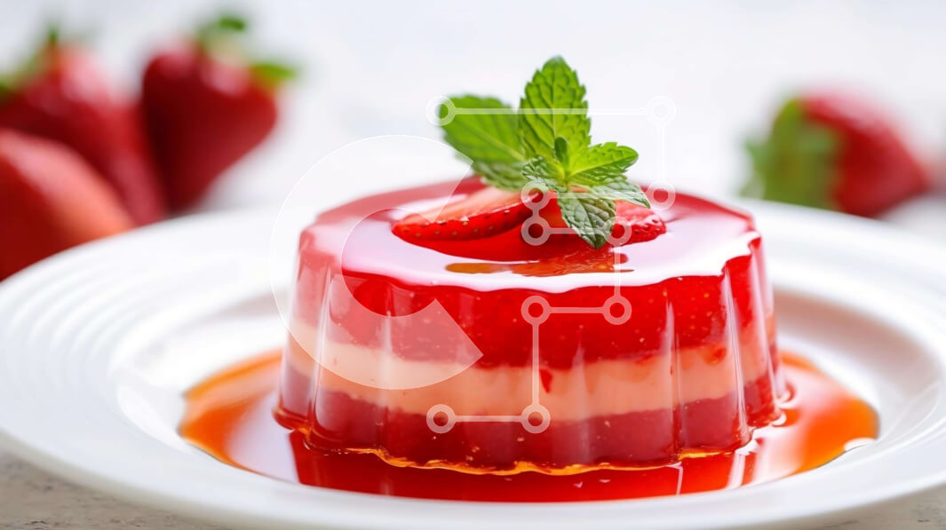 Intra Συλλεκτικό Ξύλινο Παζλ Plywood  4mm - Λαχταριστό επιδόρπιο φράουλα με φύλλα μέντας και ζελέ Σε Ξύλινο Κουτί - Διαστάσεις: 10x10 cm – 25 κομμάτια