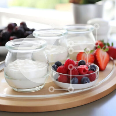 Intra Συλλεκτικό Ξύλινο Παζλ Plywood  4mm - Υγιεινό πρωινό με γιαούρτι και φρέσκα φρούτα σε ξύλινο ξύλο κοπής Σε Ξύλινο Κουτί - Διαστάσεις: 10x10 cm – 25 κομμάτια - Image 1