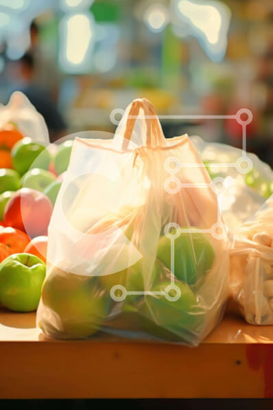 Intra Συλλεκτικό Ξύλινο Παζλ Plywood  4mm - Τραπέζι με σακούλες μήλα σε μια αγορά Σε Ξύλινο Κουτί - Διαστάσεις: 10x10 cm – 25 κομμάτια