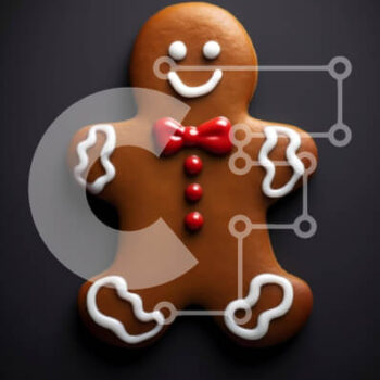 Intra Συλλεκτικό Ξύλινο Παζλ Plywood  4mm - Gingerbread Man με γλάσο και κόκκινο παπιγιόν Σε Ξύλινο Κουτί - Διαστάσεις: 10x10 cm – 25 κομμάτια - Image 1