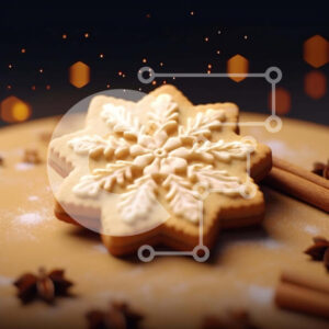 Intra Συλλεκτικό Ξύλινο Παζλ Plywood  4mm - Μπισκότο σε σχήμα νιφάδας χιονιού με ξυλάκια κανέλας και μπαχαρικά Σε Ξύλινο Κουτί - Διαστάσεις: 10x10 cm – 25 κομμάτια