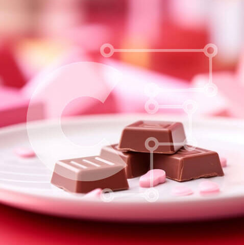 Intra Συλλεκτικό Ξύλινο Παζλ Plywood  4mm - Ανάμικτες σοκολάτες και καραμέλες σε ένα πιάτο με καρδιές Σε Ξύλινο Κουτί - Διαστάσεις: 10x10 cm – 25 κομμάτια - Image 1