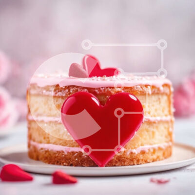 Intra Συλλεκτικό Ξύλινο Παζλ Plywood  4mm - Κέικ σε σχήμα καρδιάς με ροζ πάγωμα και κόκκινα τριαντάφυλλα Σε Ξύλινο Κουτί - Διαστάσεις: 10x10 cm – 25 κομμάτια - Image 1