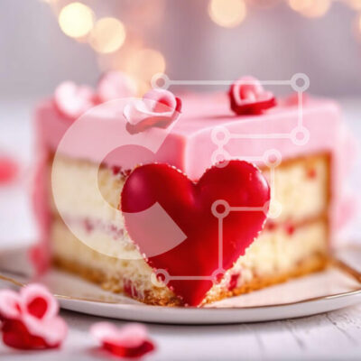 Intra Συλλεκτικό Ξύλινο Παζλ Plywood  4mm - Κέικ σε σχήμα καρδιάς με ροζ πάγωμα και κόκκινα τριαντάφυλλα Σε Ξύλινο Κουτί - Διαστάσεις: 10x10 cm – 25 κομμάτια - Image 1