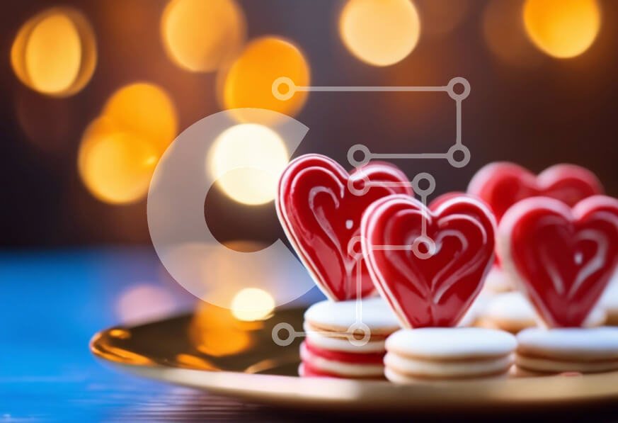 Intra Συλλεκτικό Ξύλινο Παζλ Plywood  4mm - Μπισκότα σε σχήμα καρδιάς σε χρυσό πιάτο Σε Ξύλινο Κουτί - Διαστάσεις: 10x10 cm – 25 κομμάτια