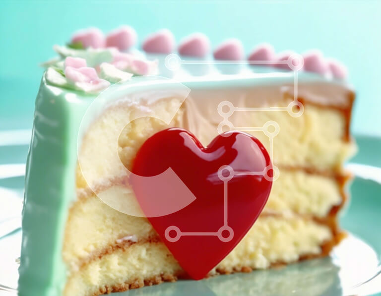 Intra Συλλεκτικό Ξύλινο Παζλ Plywood  4mm - Φέτα κέικ με διακόσμηση καρδιάς Σε Ξύλινο Κουτί - Διαστάσεις: 10x10 cm – 25 κομμάτια