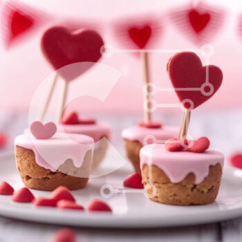 Intra Συλλεκτικό Ξύλινο Παζλ Plywood  4mm - Cupcakes του Αγίου Βαλεντίνου με στολίδια καρδιάς Σε Ξύλινο Κουτί - Διαστάσεις: 10x10 cm – 25 κομμάτια - Image 1