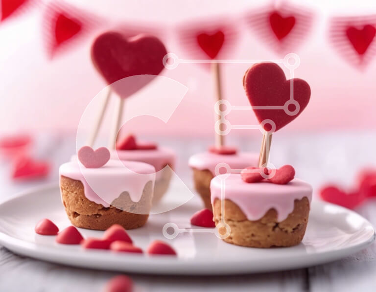 Intra Συλλεκτικό Ξύλινο Παζλ Plywood  4mm - Cupcakes του Αγίου Βαλεντίνου με στολίδια καρδιάς Σε Ξύλινο Κουτί - Διαστάσεις: 10x10 cm – 25 κομμάτια