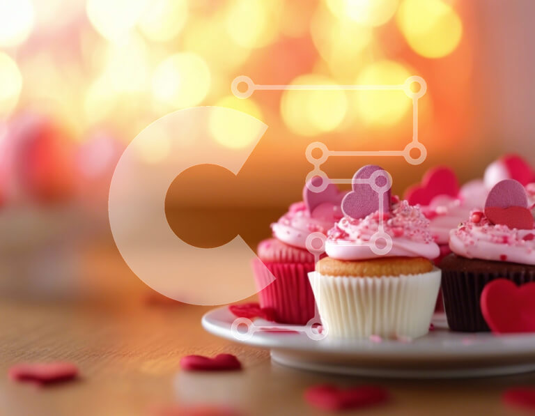 Intra Συλλεκτικό Ξύλινο Παζλ Plywood  4mm - Ρομαντικά Cupcakes με Κόκκινο και Ροζ Frosting Σε Ξύλινο Κουτί - Διαστάσεις: 10x10 cm – 25 κομμάτια