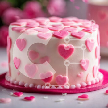 Intra Συλλεκτικό Ξύλινο Παζλ Plywood  4mm - Pink Heart Cake σε ροζ πιάτο με στολίδια για την ημέρα του Αγίου Βαλεντίνου Σε Ξύλινο Κουτί - Διαστάσεις: 10x10 cm – 25 κομμάτια - Image 1