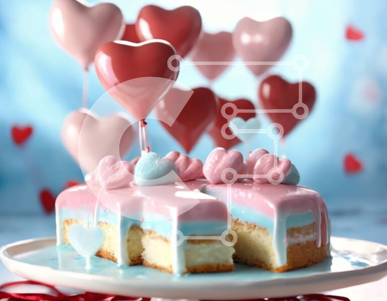 Intra Συλλεκτικό Ξύλινο Παζλ Plywood  4mm - Πολύχρωμο κέικ με μπαλόνια σε σχήμα καρδιάς Σε Ξύλινο Κουτί - Διαστάσεις: 10x10 cm – 25 κομμάτια