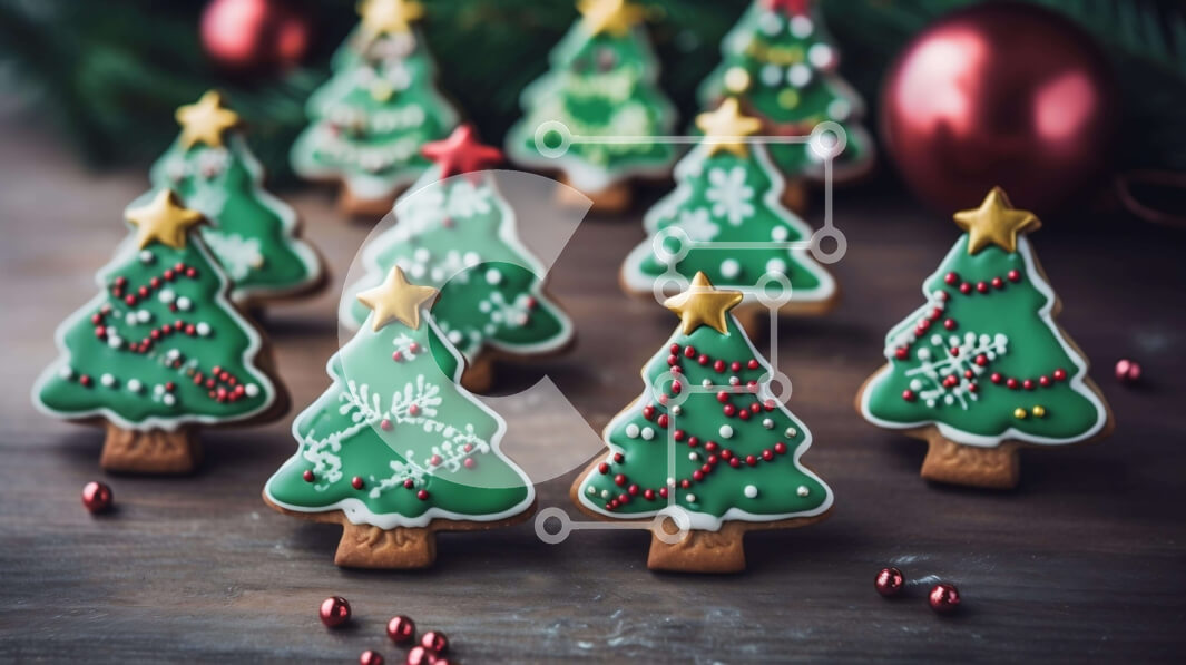 Intra Συλλεκτικό Ξύλινο Παζλ Plywood  4mm - Μπισκότα χριστουγεννιάτικου δέντρου σε διακοσμητικό ξύλινο τραπέζι Σε Ξύλινο Κουτί - Διαστάσεις: 10x10 cm – 25 κομμάτια