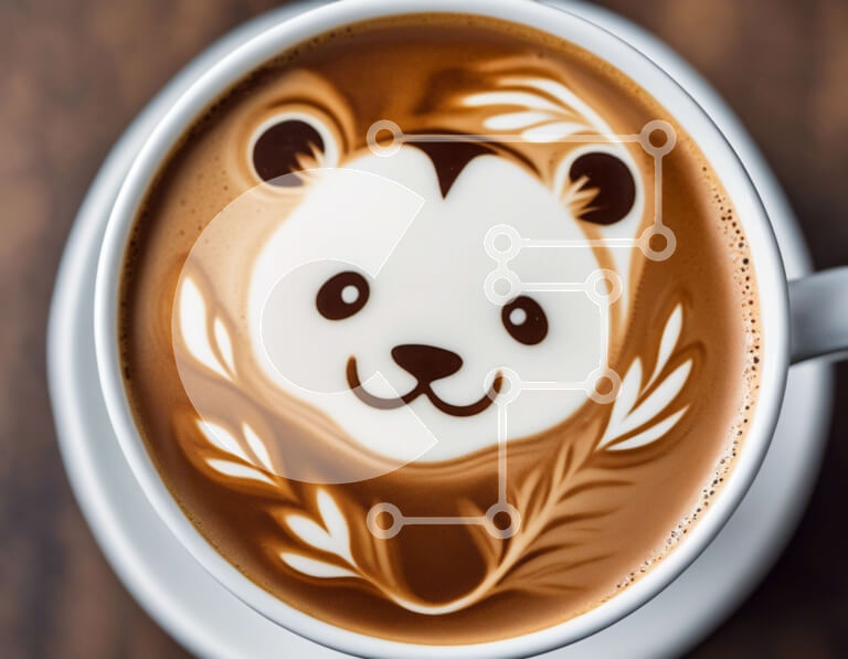 Intra Συλλεκτικό Ξύλινο Παζλ Plywood  4mm - Φλιτζάνι καφέ Latte Art Panda Σε Ξύλινο Κουτί - Διαστάσεις: 10x10 cm – 25 κομμάτια - Image 1