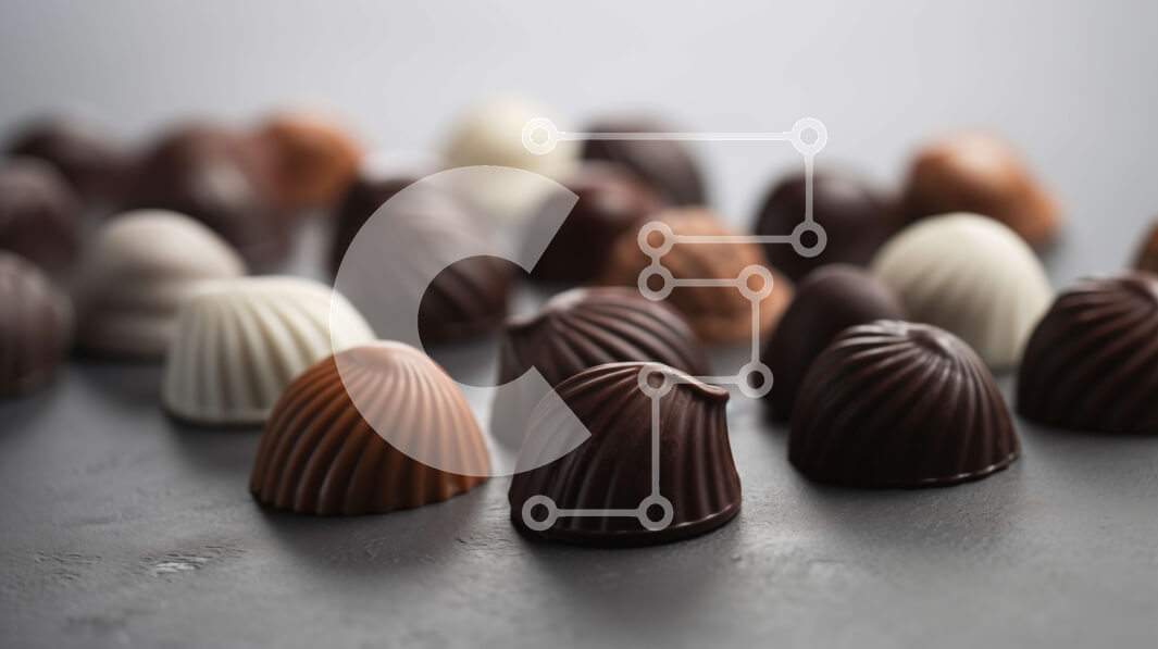 Intra Συλλεκτικό Ξύλινο Παζλ Plywood  4mm - Ανάμικτες καραμέλες σοκολάτας σε γκρίζα επιφάνεια Σε Ξύλινο Κουτί - Διαστάσεις: 10x10 cm – 25 κομμάτια