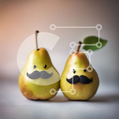 Intra Συλλεκτικό Ξύλινο Παζλ Plywood  4mm - Δύο αχλάδια μουστακιού σε γκρι φόντο Σε Ξύλινο Κουτί - Διαστάσεις: 10x10 cm – 25 κομμάτια - Image 1