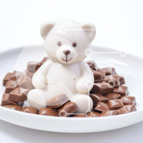 Intra Συλλεκτικό Ξύλινο Παζλ Plywood  4mm - Λευκό αρκουδάκι με σοκολάτες Σε Ξύλινο Κουτί - Διαστάσεις: 10x10 cm – 25 κομμάτια - Image 1