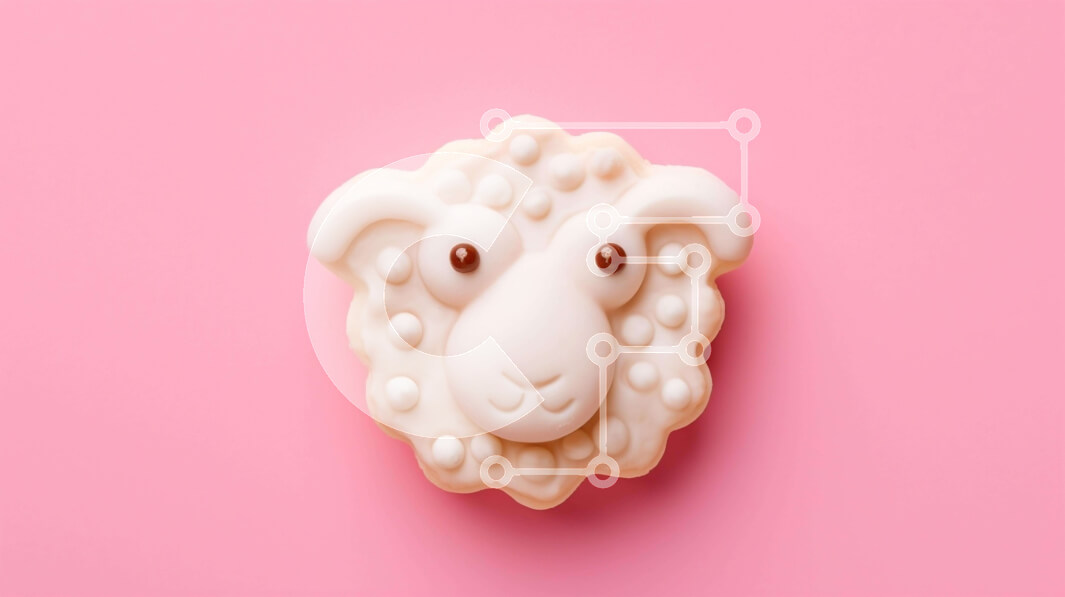 Intra Συλλεκτικό Ξύλινο Παζλ Plywood  4mm - Μπισκότο σε σχήμα προβάτου σε ροζ φόντο Σε Ξύλινο Κουτί - Διαστάσεις: 10x10 cm – 25 κομμάτια