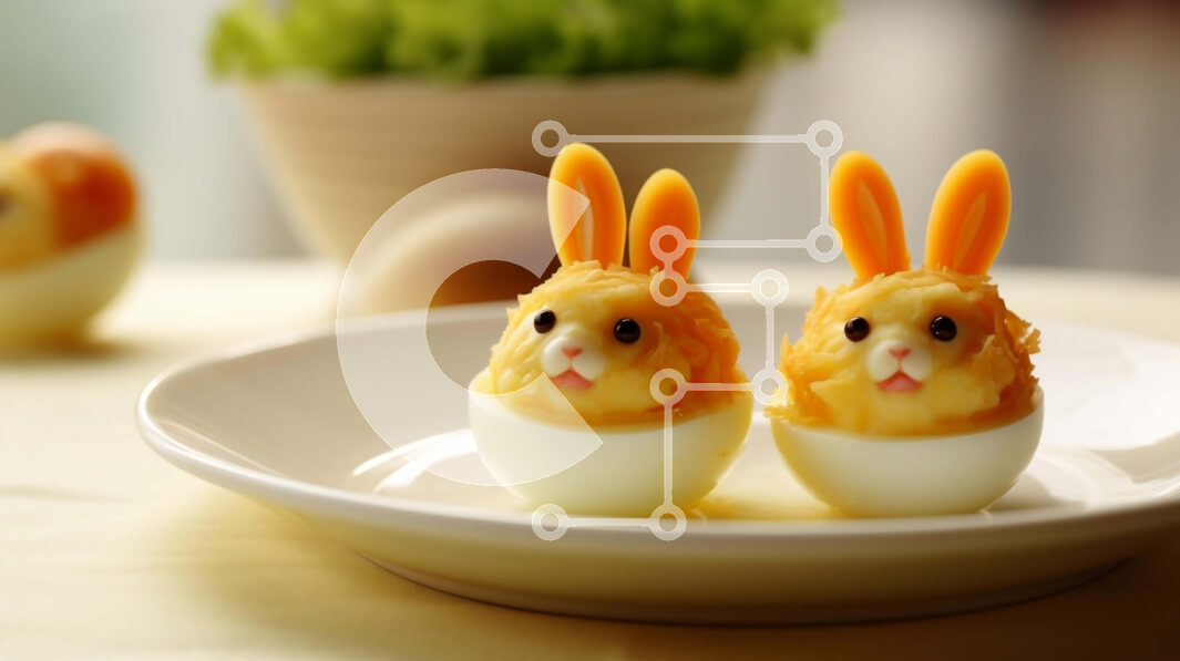 Intra Συλλεκτικό Ξύλινο Παζλ Plywood  4mm - Κρόκοι αυγών σε σχήμα κουνελιού με τυρί και καρότα Σε Ξύλινο Κουτί - Διαστάσεις: 10x10 cm – 25 κομμάτια