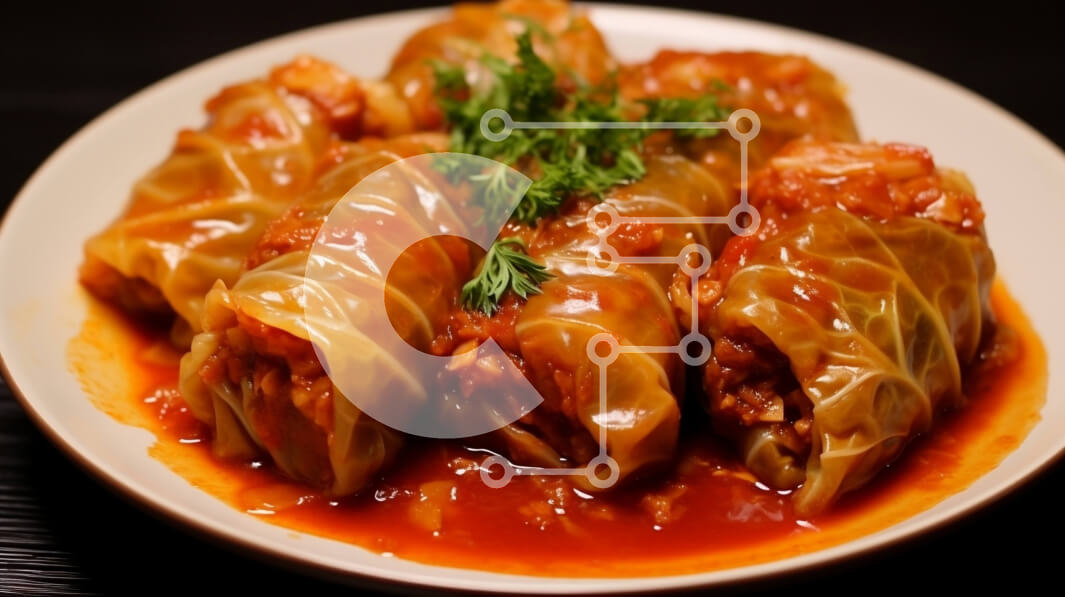 Intra Συλλεκτικό Ξύλινο Παζλ Plywood  4mm - Ρολά λάχανου με γαρνιτούρα σάλτσας και μαϊντανού Σε Ξύλινο Κουτί - Διαστάσεις: 10x10 cm – 25 κομμάτια