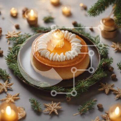 Intra Συλλεκτικό Ξύλινο Παζλ Plywood  4mm - Εορταστικό επιδόρπιο πορτοκαλιού με κουκουνάρια και νιφάδες χιονιού Σε Ξύλινο Κουτί - Διαστάσεις: 10x10 cm – 25 κομμάτια - Image 1