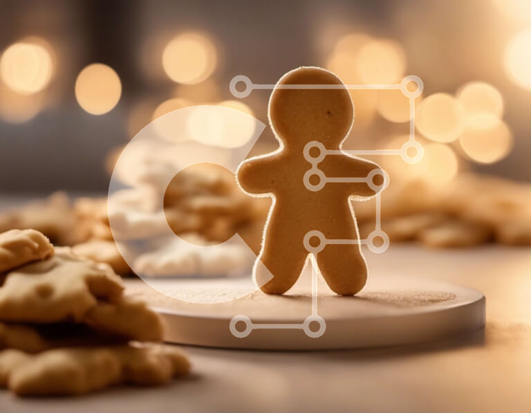 Intra Συλλεκτικό Ξύλινο Παζλ Plywood  4mm - Gingerbread Man με μπισκότα στο τραπέζι Σε Ξύλινο Κουτί - Διαστάσεις: 10x10 cm – 25 κομμάτια - Image 1