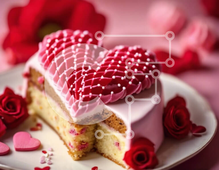 Intra Συλλεκτικό Ξύλινο Παζλ Plywood  4mm - Τούρτα του Αγίου Βαλεντίνου σε σχήμα καρδιάς με κόκκινα και λευκά διακοσμητικά Σε Ξύλινο Κουτί - Διαστάσεις: 10x10 cm – 25 κομμάτια