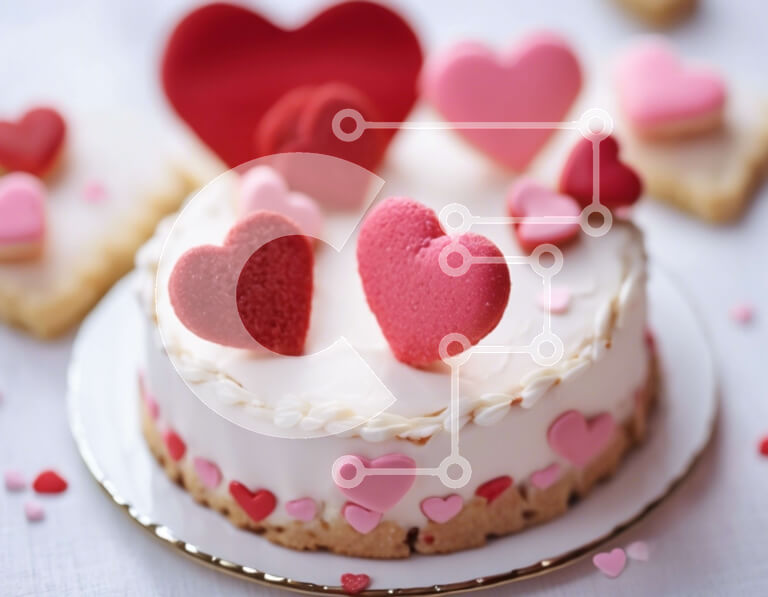 Intra Συλλεκτικό Ξύλινο Παζλ Plywood  4mm - Τούρτα του Αγίου Βαλεντίνου με στολίδια καρδιάς και μπισκότα Σε Ξύλινο Κουτί - Διαστάσεις: 10x10 cm – 25 κομμάτια