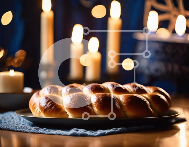 Intra Συλλεκτικό Ξύλινο Παζλ Plywood  4mm - Πιάτο πλεκτό ψωμί με κεριά για τον εορτασμό του Χανουκά ή του Πάσχα Σε Ξύλινο Κουτί - Διαστάσεις: 10x10 cm – 25 κομμάτια