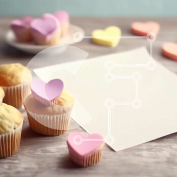 Intra Συλλεκτικό Ξύλινο Παζλ Plywood  4mm - Cupcakes με διακοσμήσεις καρδιάς σε κενό φόντο Σε Ξύλινο Κουτί - Διαστάσεις: 10x10 cm – 25 κομμάτια - Image 1