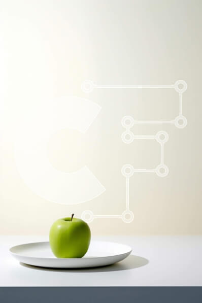 Intra Συλλεκτικό Ξύλινο Παζλ Plywood  4mm - Λευκό πιάτο με μήλο - έννοια υγιεινής διατροφής Σε Ξύλινο Κουτί - Διαστάσεις: 10x10 cm – 25 κομμάτια