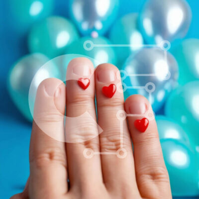 Intra Συλλεκτικό Ξύλινο Παζλ Plywood  4mm - Χέρι με καρφιά σε σχήμα καρδιάς και μπαλόνια στο φόντο Σε Ξύλινο Κουτί - Διαστάσεις: 10x10 cm – 25 κομμάτια - Image 1