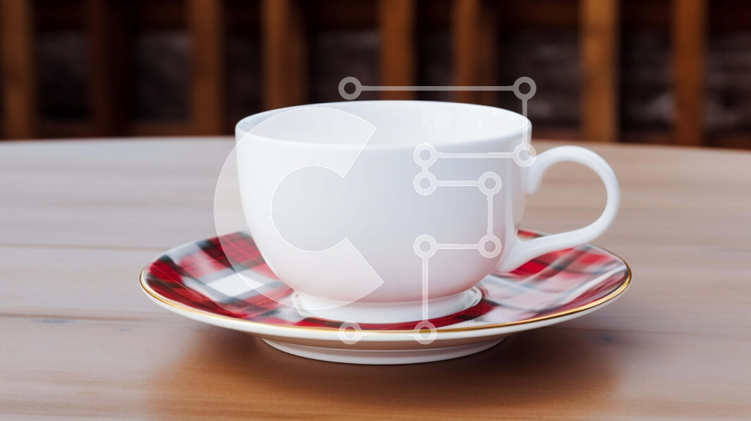 Intra Συλλεκτικό Ξύλινο Παζλ Plywood  4mm - Λευκό φλιτζάνι καφέ και πιατάκι σε ξύλινο τραπέζι Σε Ξύλινο Κουτί - Διαστάσεις: 10x10 cm – 25 κομμάτια