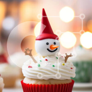 Intra Συλλεκτικό Ξύλινο Παζλ Plywood  4mm - Χιονάνθρωπος Cupcake Διακοσμημένο με Κόκκινο και Λευκό γλάσο Σε Ξύλινο Κουτί - Διαστάσεις: 10x10 cm – 25 κομμάτια