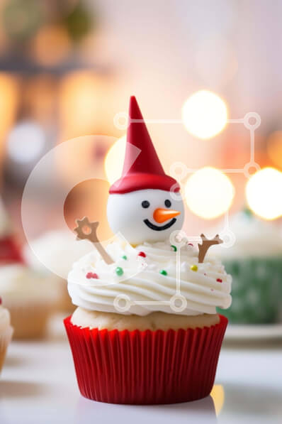 Intra Συλλεκτικό Ξύλινο Παζλ Plywood  4mm - Χιονάνθρωπος Cupcake Διακοσμημένο με Κόκκινο και Λευκό γλάσο Σε Ξύλινο Κουτί - Διαστάσεις: 10x10 cm – 25 κομμάτια