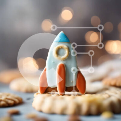 Intra Συλλεκτικό Ξύλινο Παζλ Plywood  4mm - Cookie σε σχήμα διαστημικού σκάφους στην κορυφή των cookies Σε Ξύλινο Κουτί - Διαστάσεις: 10x10 cm – 25 κομμάτια - Image 1