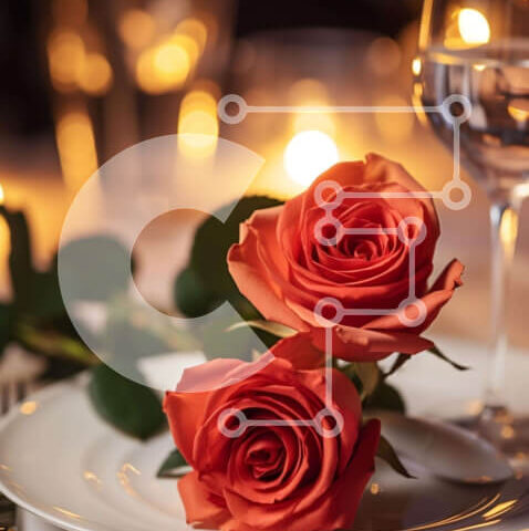 Intra Συλλεκτικό Ξύλινο Παζλ Plywood 4mm - Ρομαντικό δείπνο με τριαντάφυλλα και κρασί Σε Ξύλινο Κουτί - Διαστάσεις: 10x10 cm – 25 κομμάτια - Image 1