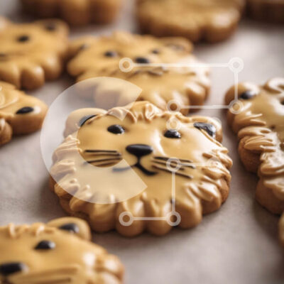 Intra Συλλεκτικό Ξύλινο Παζλ Plywood  4mm - Μπισκότα σε σχήμα λιονταριού Διακοσμημένα με Φοντάν Σε Ξύλινο Κουτί - Διαστάσεις: 10x10 cm – 25 κομμάτια - Image 1